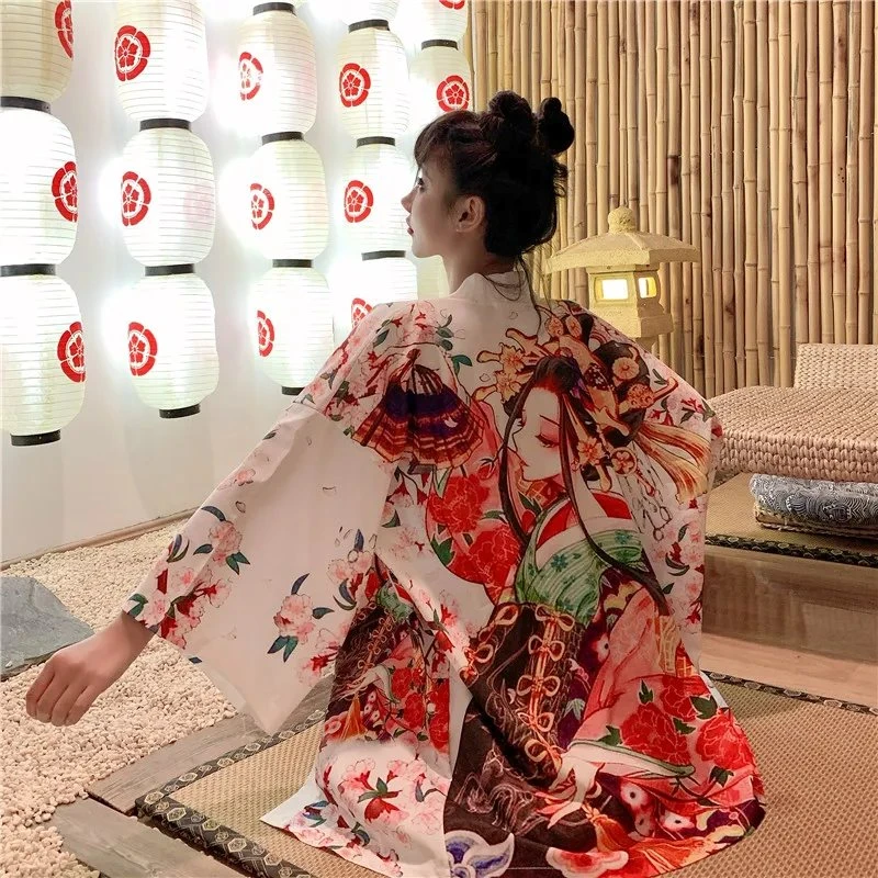 Apparel Japanese Lady Sakura Women Kimono Robe Cardigan - Image 4