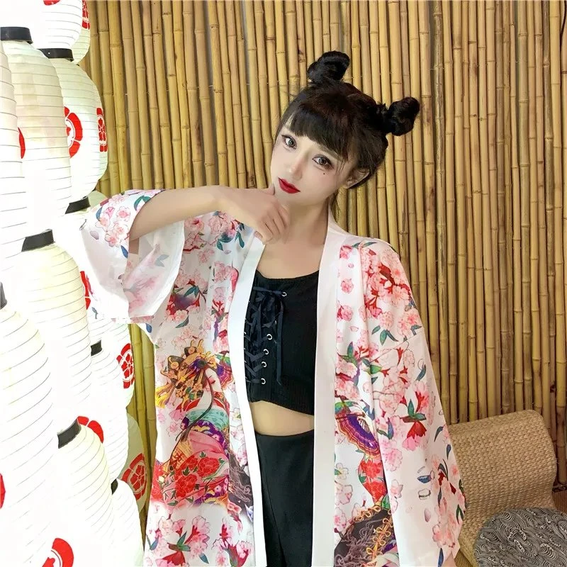 Apparel Japanese Lady Sakura Women Kimono Robe Cardigan - Image 10