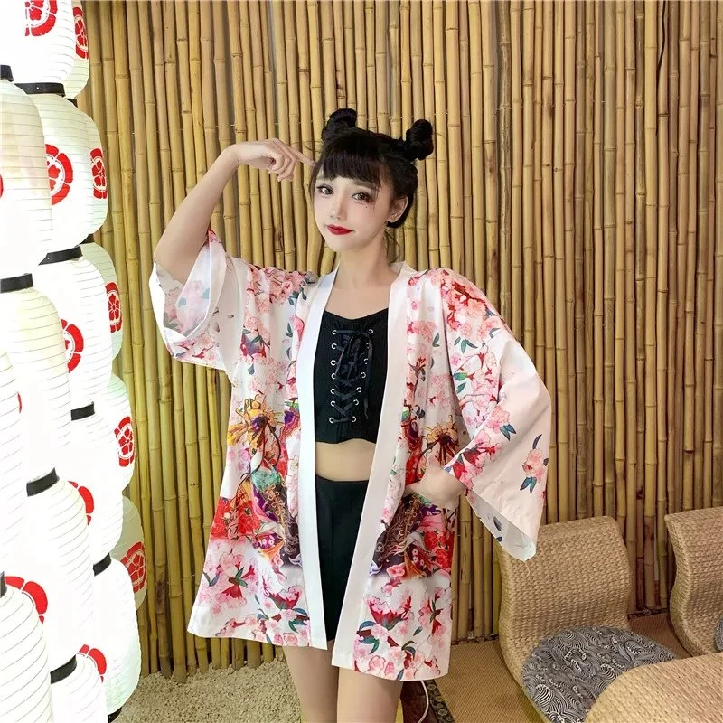 Apparel Japanese Lady Sakura Women Kimono Robe Cardigan - Image 7