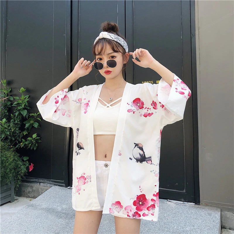 Apparel Japanese Lady With Tsubaki Flowers Kimono - Image 5