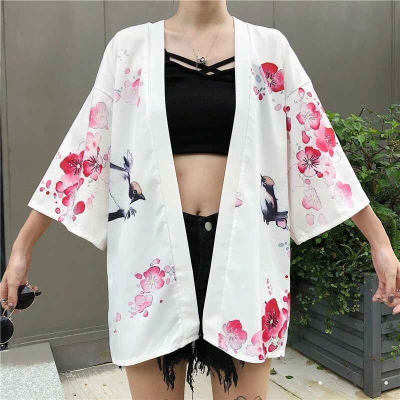 Apparel Japanese Lady With Tsubaki Flowers Kimono - Image 4