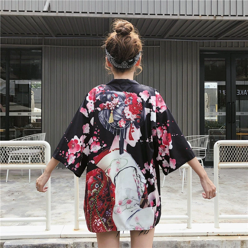 Apparel Japanese Lady With Tsubaki Flowers Kimono - Image 14