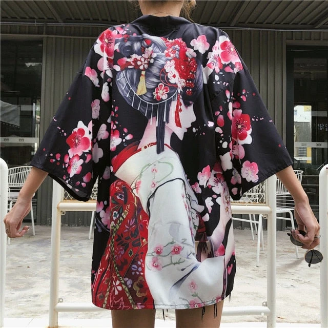 Apparel Japanese Lady With Tsubaki Flowers Kimono - Image 12