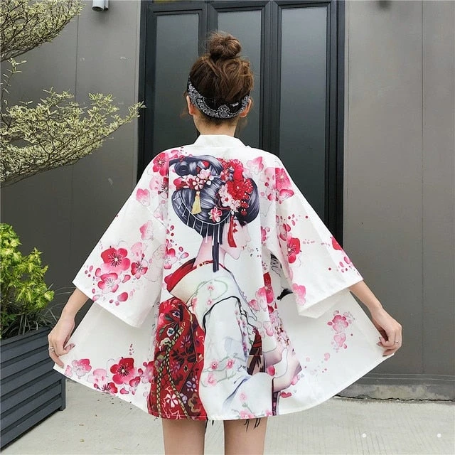 Apparel Japanese Lady With Tsubaki Flowers Kimono - Image 2