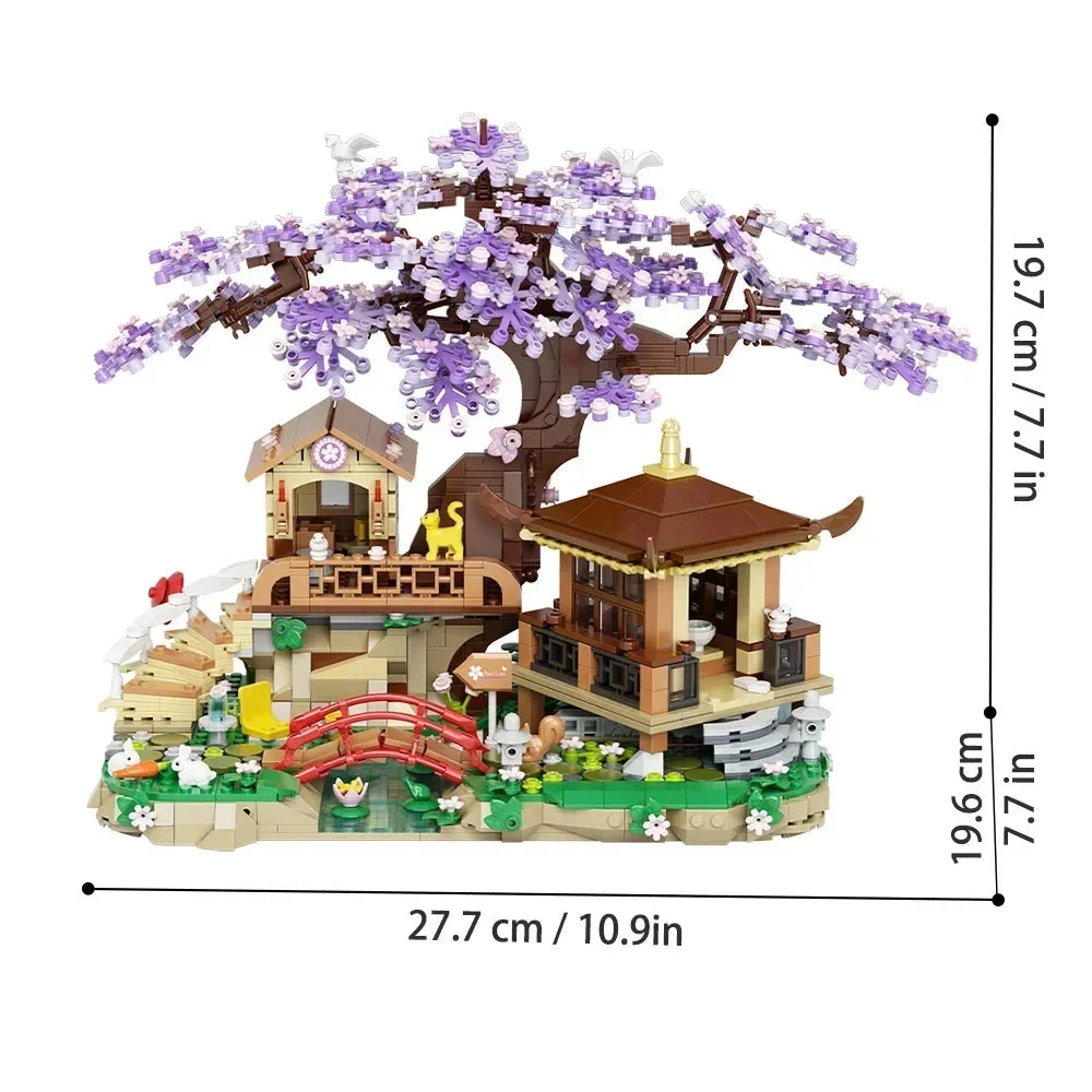 Japanese Purple Cherry Blossom Sakura Tree House Micro Building Set - Image 6