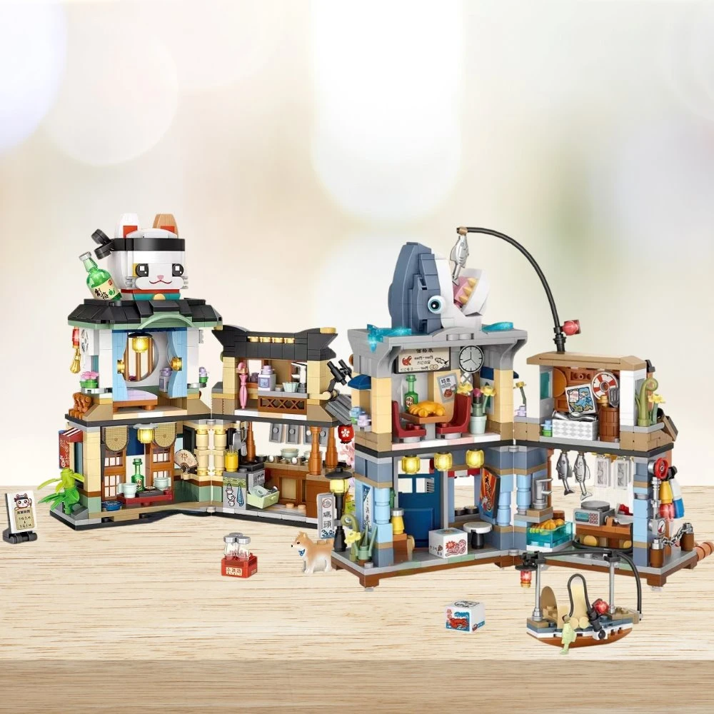 Japanese Ramen Bar Seafood Store Micro Building Sets