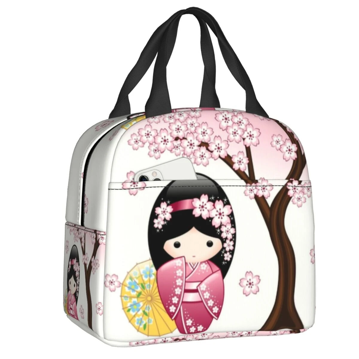 Kokeshi Doll Sakura Lunch Bag - Image 3