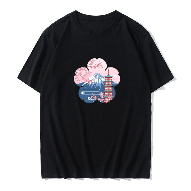 Apparel Japanese Sakura Mt Fuji Shrine Cherry Blossom Women's Tee - Image 6