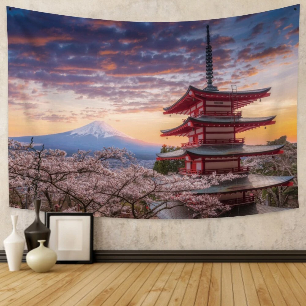 Japanese Sakura Pagoda Osaka Castle Tapestry - Image 12