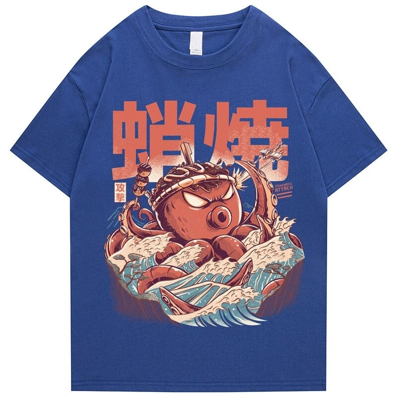 Apparel Japanese Takoyaki Octopus Wave Unisex Tee - Image 4