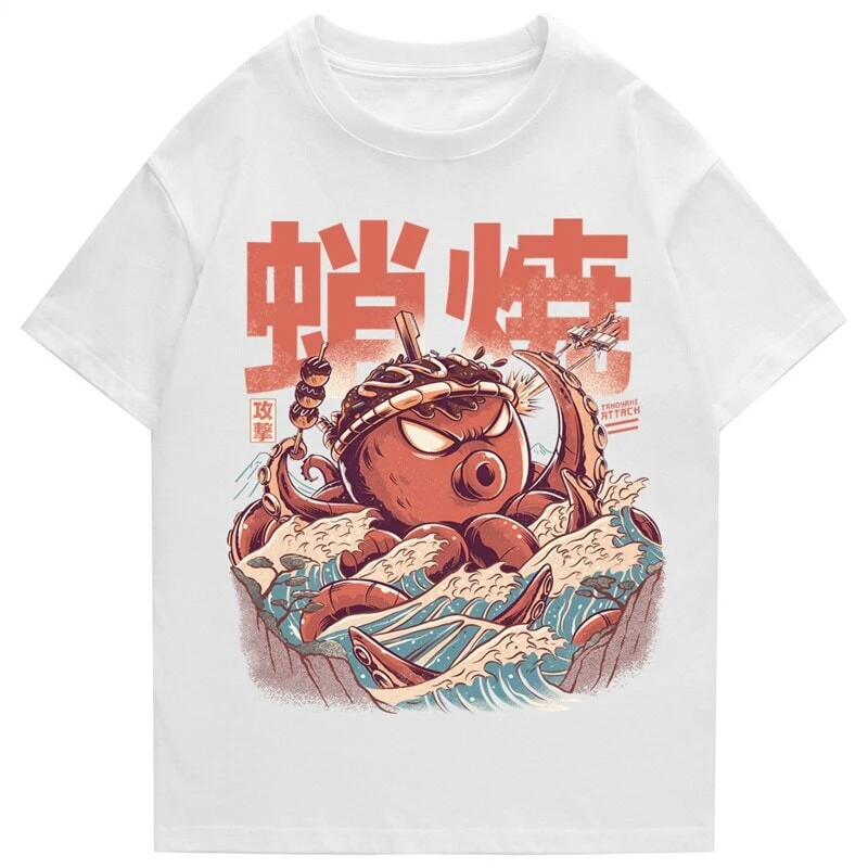 Apparel Japanese Takoyaki Octopus Wave Unisex Tee - Image 3