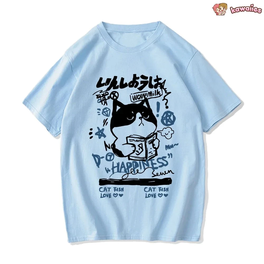 Apparel Japanese Themed Cat Finding Happiness Unisex Tee - Image 9