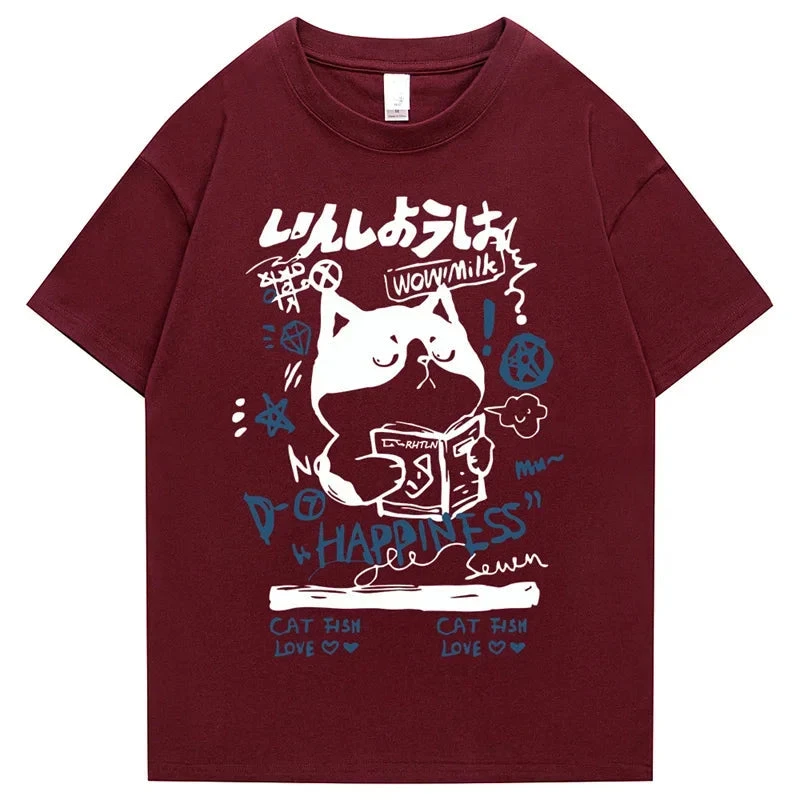 Apparel Japanese Themed Cat Finding Happiness Unisex Tee - Image 8