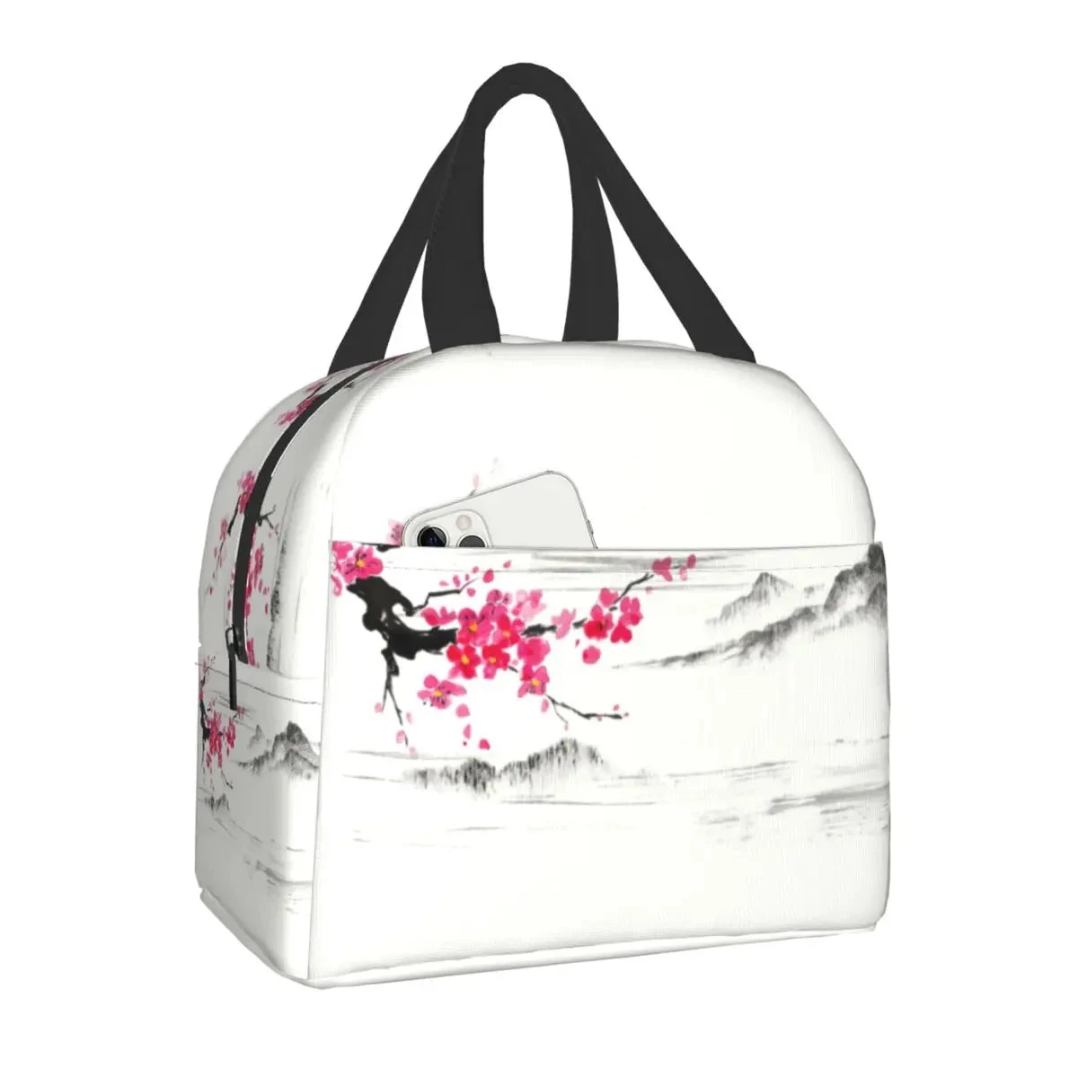 Japanese-themed Cherry Blossom Insulated Lunch Bag Collection - Image 3