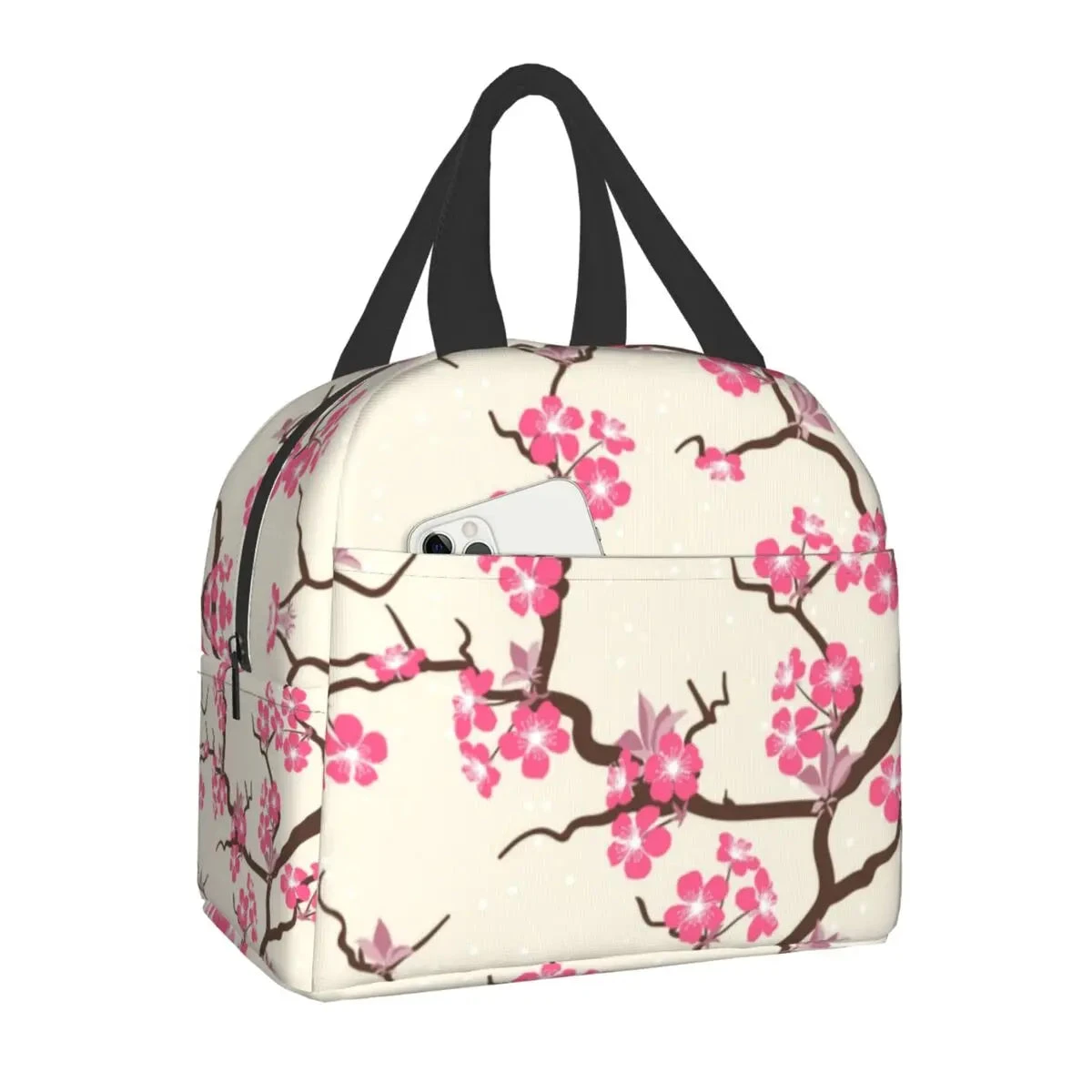 Japanese-themed Cherry Blossom Insulated Lunch Bag Collection - Image 2