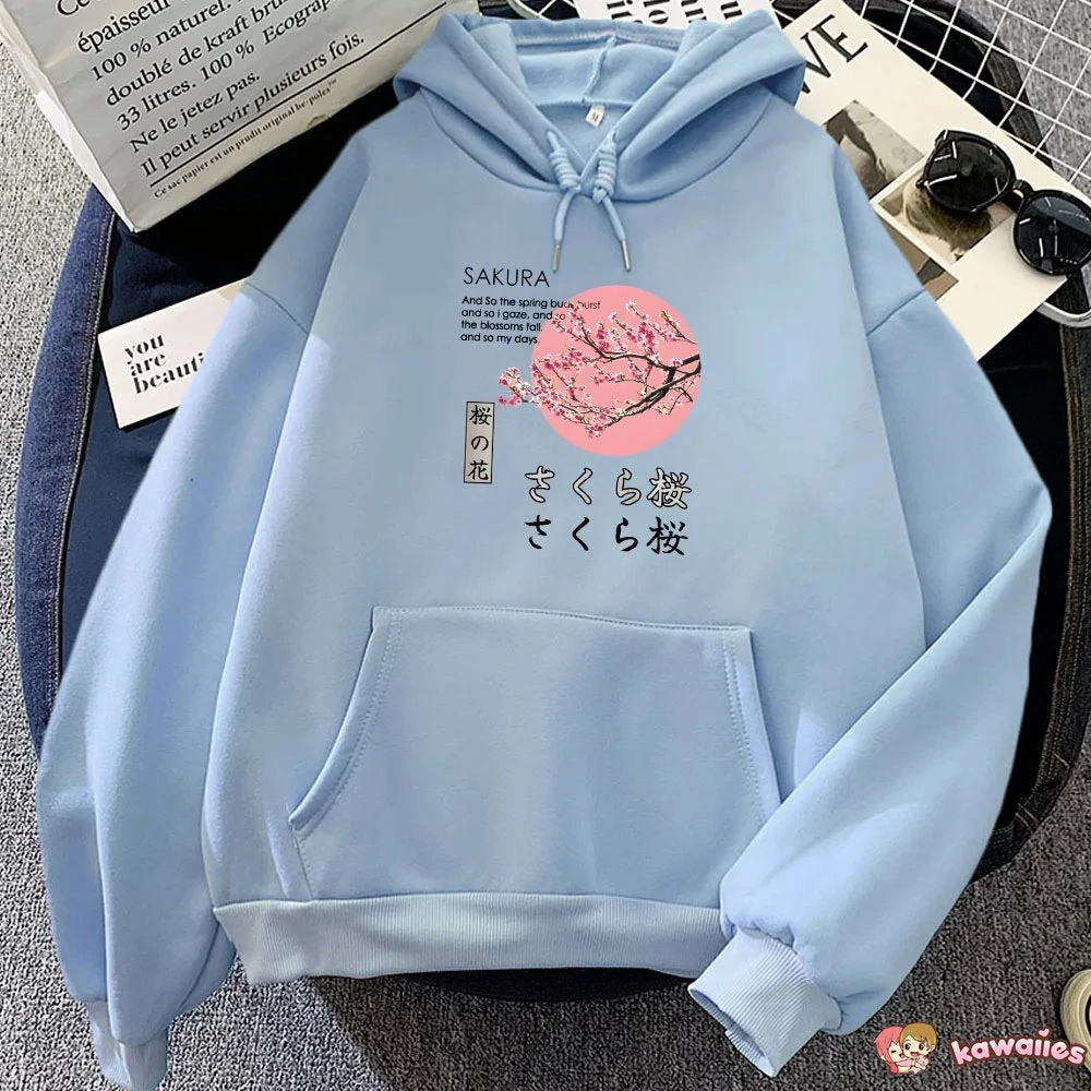 Apparel Japanese-themed Cherry Blossom Pink Sun Unisex Hoodie - Image 9