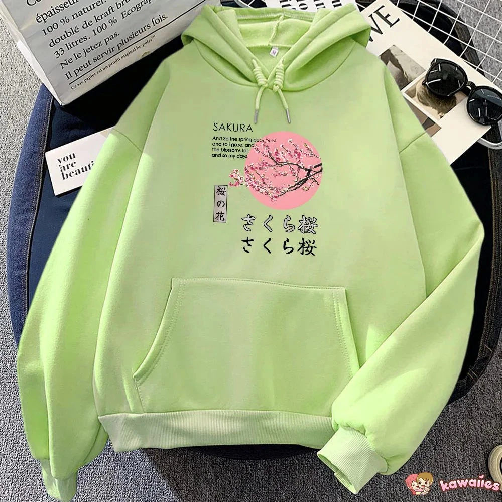 Apparel Japanese-themed Cherry Blossom Pink Sun Unisex Hoodie - Image 15