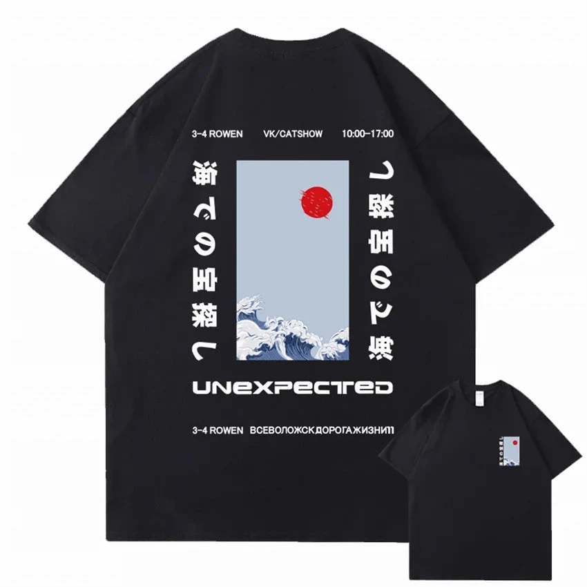 Apparel Japanese-themed Wave Red Sun Kanji Unisex Tee - Image 3