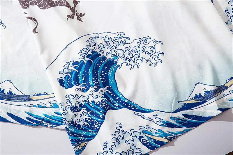 Apparel Japanese-themed Women Kimono Great Waves - Image 8