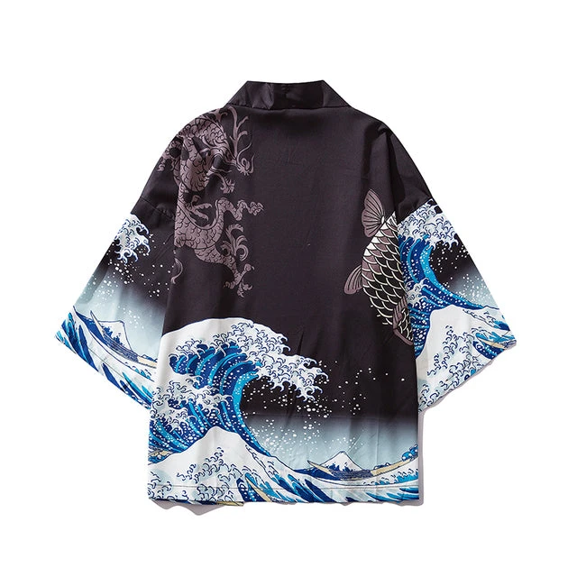 Apparel Japanese-themed Women Kimono Great Waves - Image 18