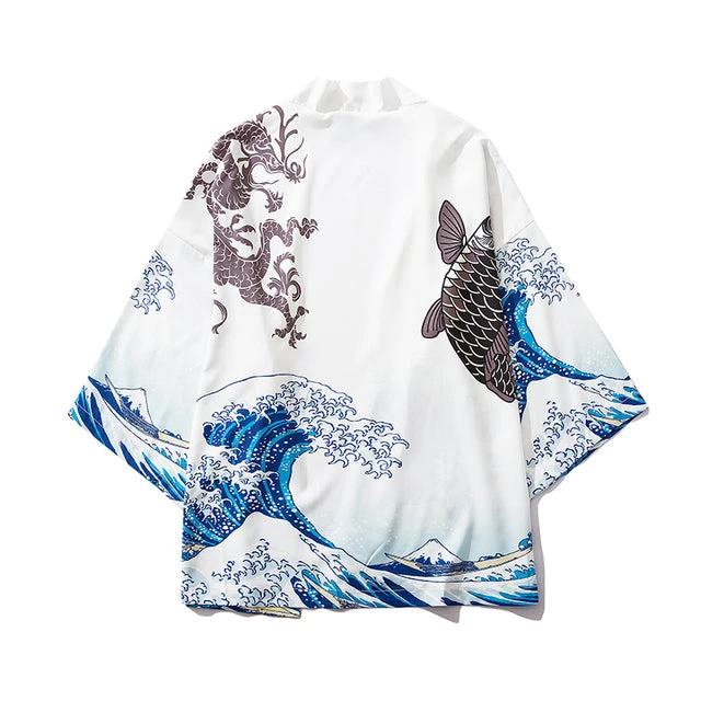 Apparel Japanese-themed Women Kimono Great Waves - Image 15