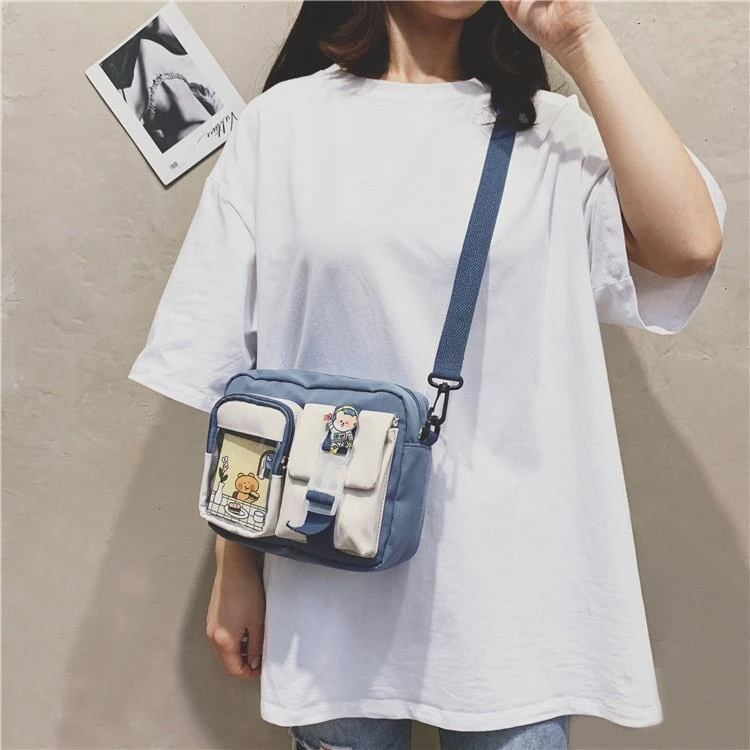 Apparel Japanse Rectangle Small Nylon Crossbody Shoulder Bag - Image 15