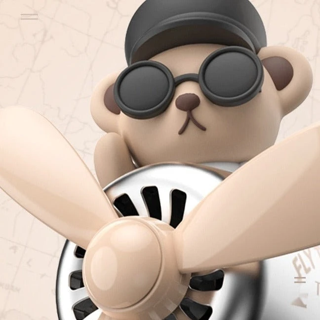 Kawaii Brown Bear Pilot Car Air Refresher Perfume Accessories - Image 7