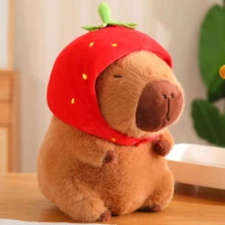 Kawaii Capybara With Strawberry Hat Plushie