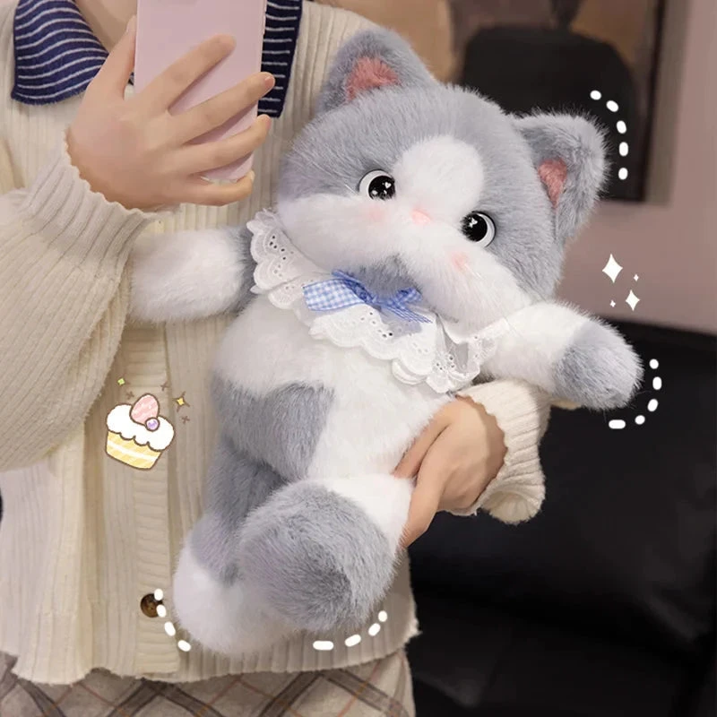 Kawaii Cat Plush Family With Collar - Image 3