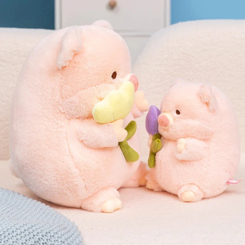 Kawaii Chunky Pig Holding Flower Plushie - Image 15