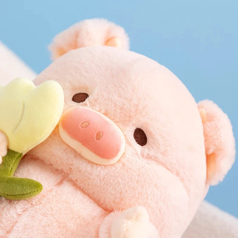 Kawaii Chunky Pig Holding Flower Plushie - Image 5