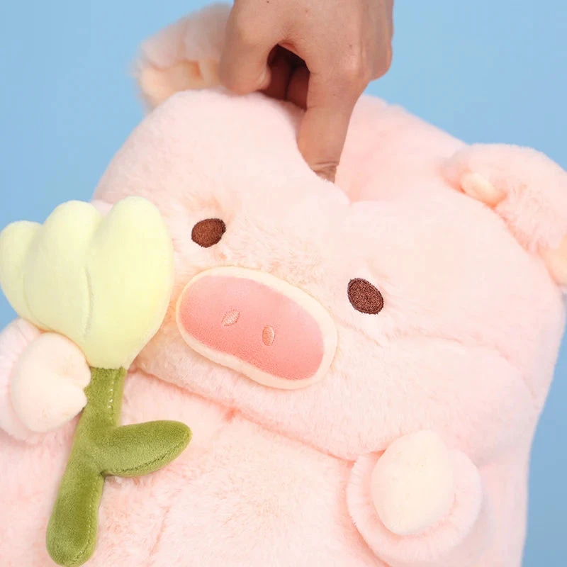 Kawaii Chunky Pig Holding Flower Plushie - Image 10