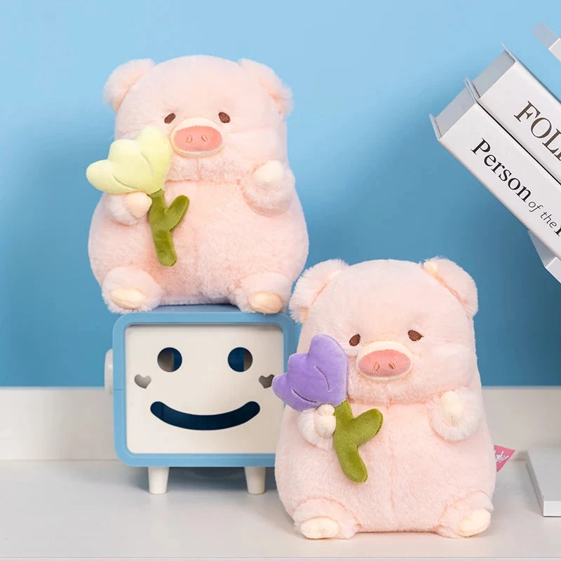 Kawaii Chunky Pig Holding Flower Plushie - Image 16