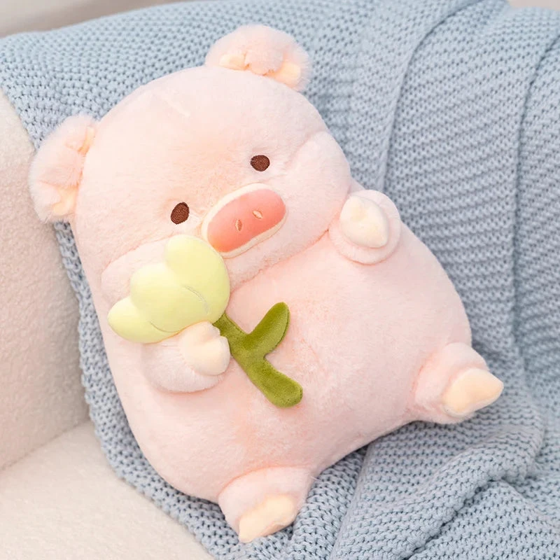 Kawaii Chunky Pig Holding Flower Plushie - Image 12