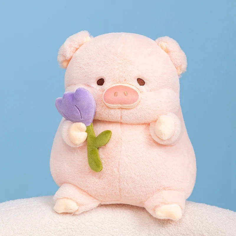 Kawaii Chunky Pig Holding Flower Plushie - Image 8