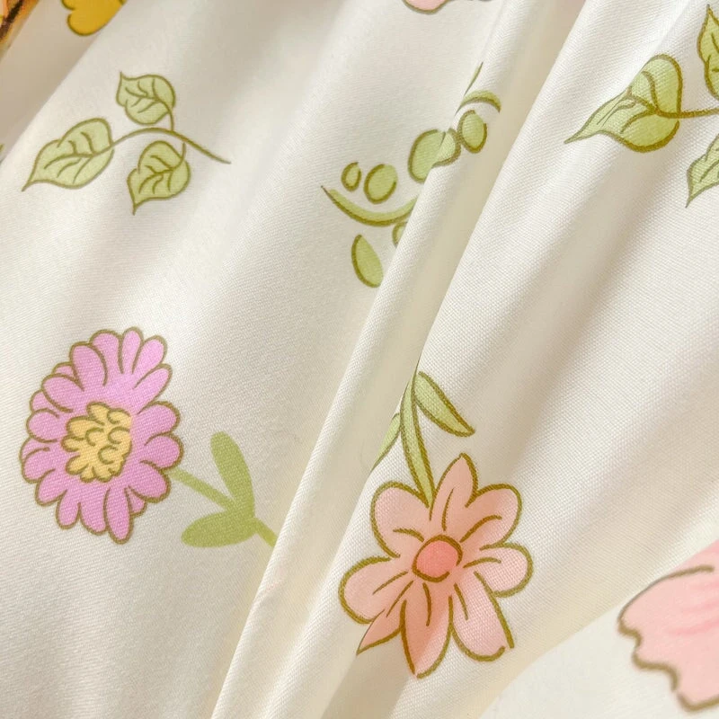 Kawaii Dreamy Floral Bunny 120gsm Polyester Bedding Set Collection - Image 15