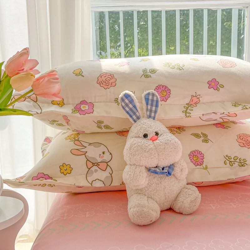 Kawaii Dreamy Floral Bunny 120gsm Polyester Bedding Set Collection - Image 16