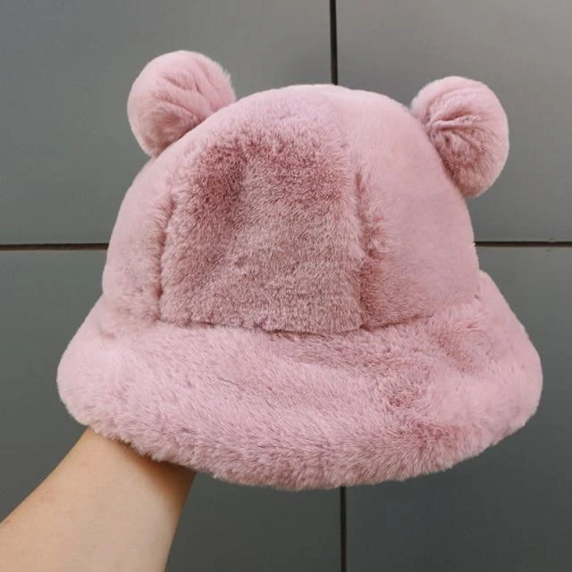 Apparel Kawaii Faux Fur Bear Bucket Hat - Image 6