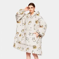 Apparel Kawaii Ginger Cat Oversized Thick Blanket Hoodie