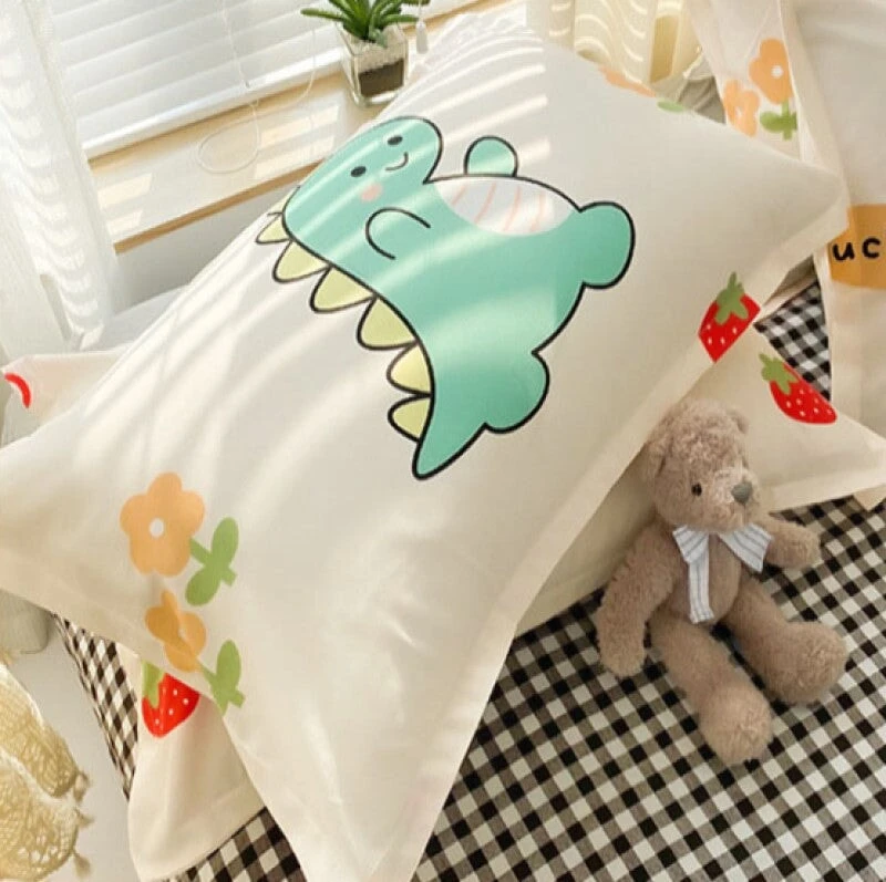 Kawaii Green Dinosaur Floral 120gsm Polyester Bedding Set - Image 8