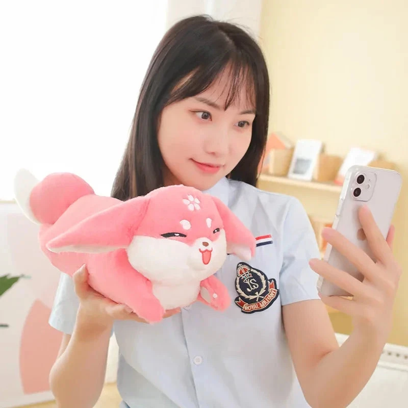 Kawaii Pink Fox Sakura Plushie - Image 3