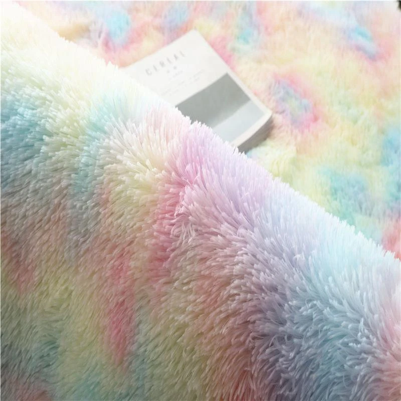 Kawaii Soft Faux Fur Rainbow Rug - Image 4