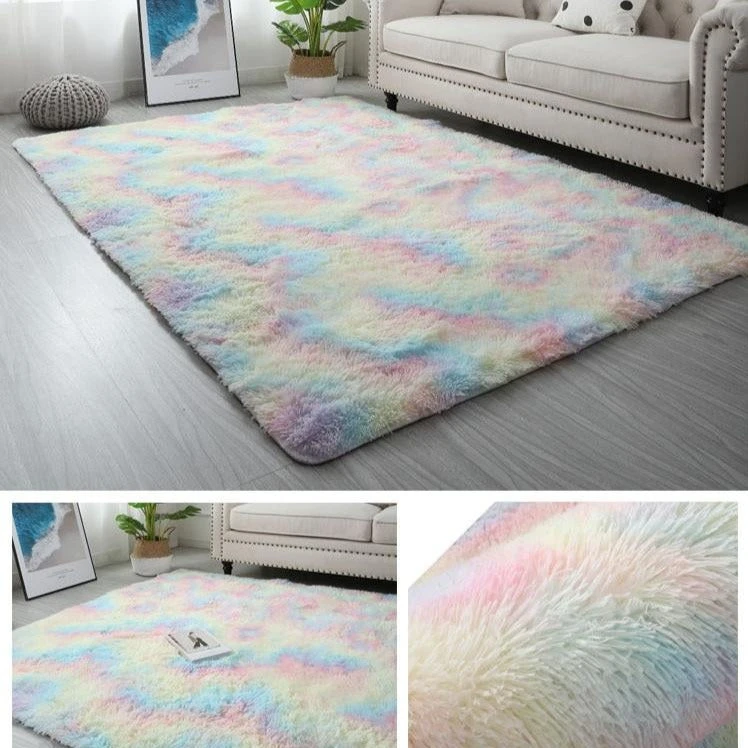 Kawaii Soft Faux Fur Rainbow Rug - Image 8