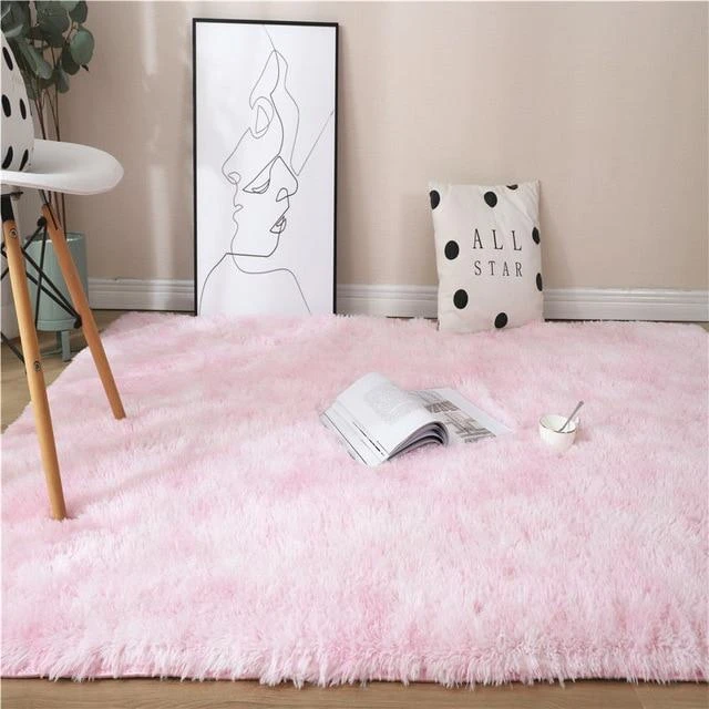 Kawaii Soft Faux Fur Rainbow Rug - Image 6