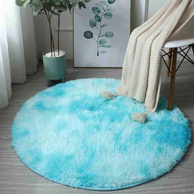 Kawaii Soft Faux Fur Round Rainbow Rug - Image 2