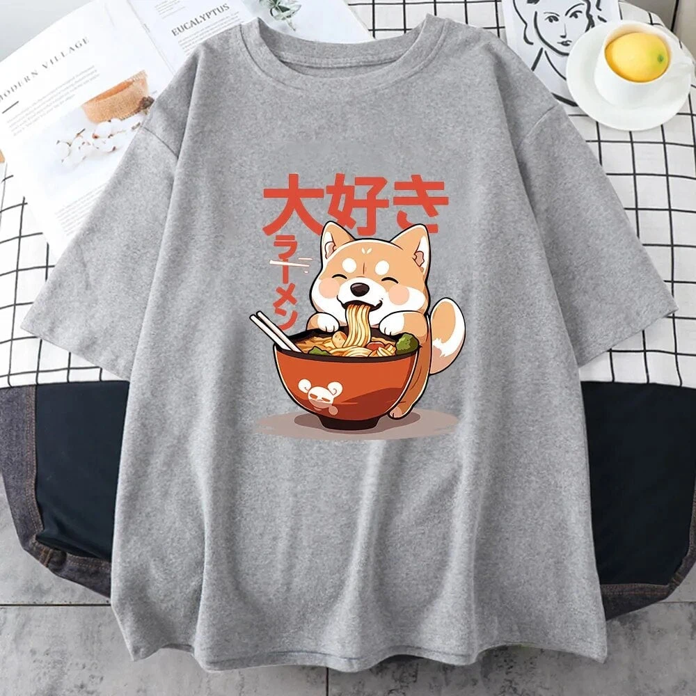 Apparel Kawaii Shiba Inu Eating Ramen Unisex Tee - Image 6