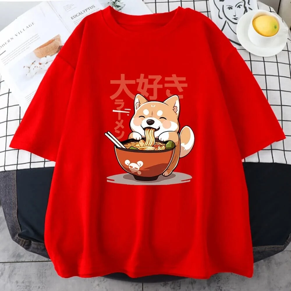 Apparel Kawaii Shiba Inu Eating Ramen Unisex Tee - Image 7