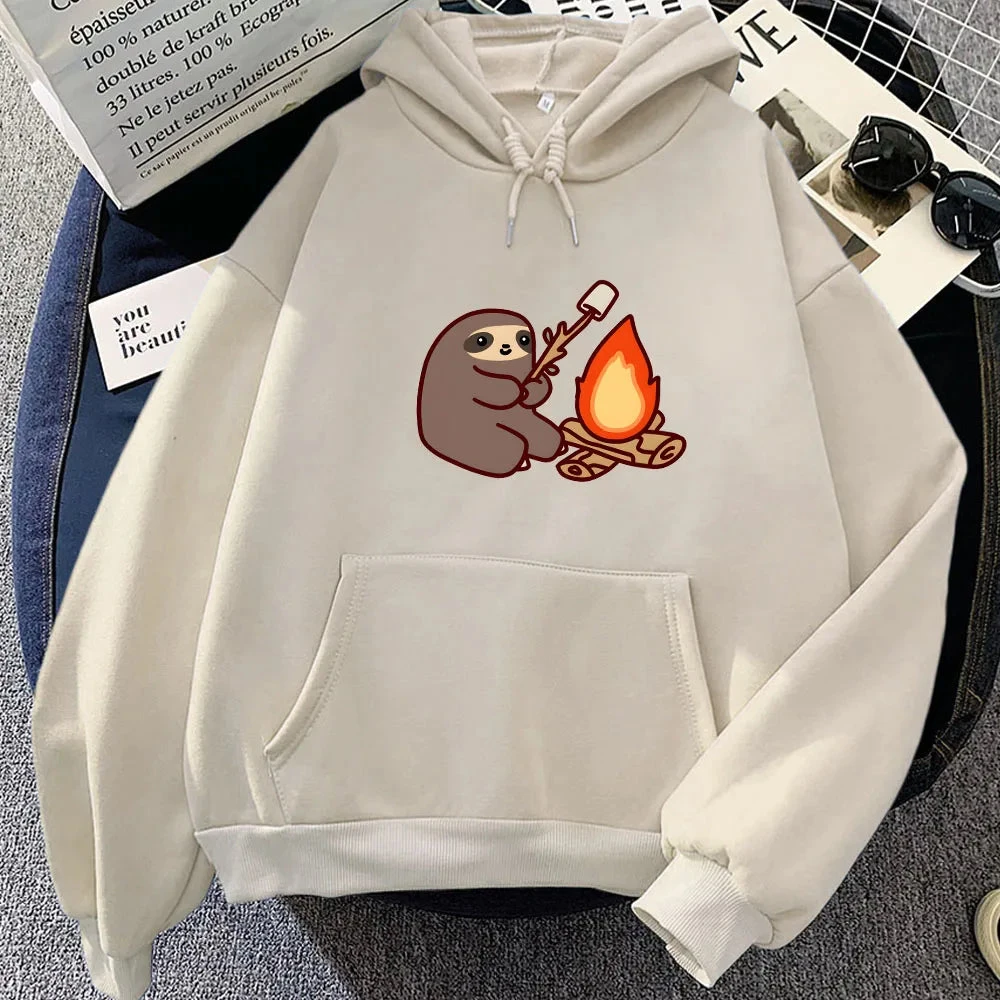 Apparel Kawaii Sloth Cooking Marshmallow Campfire Unisex Hoodie - Image 4