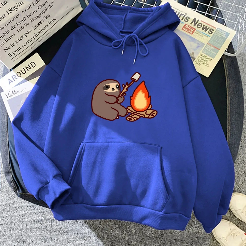 Apparel Kawaii Sloth Cooking Marshmallow Campfire Unisex Hoodie - Image 9