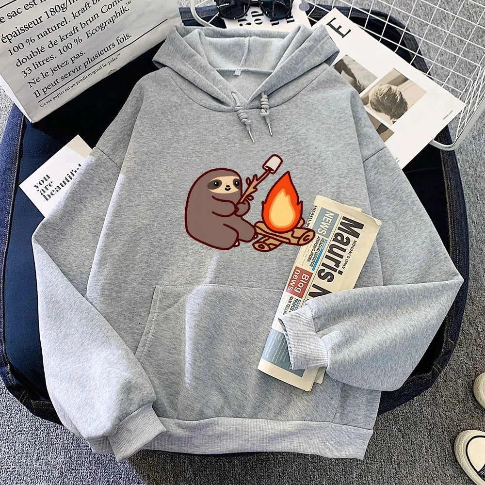 Apparel Kawaii Sloth Cooking Marshmallow Campfire Unisex Hoodie - Image 6